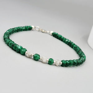 Genuine Emerald Raw Diamond Bracelet - Uniquelan Jewelry