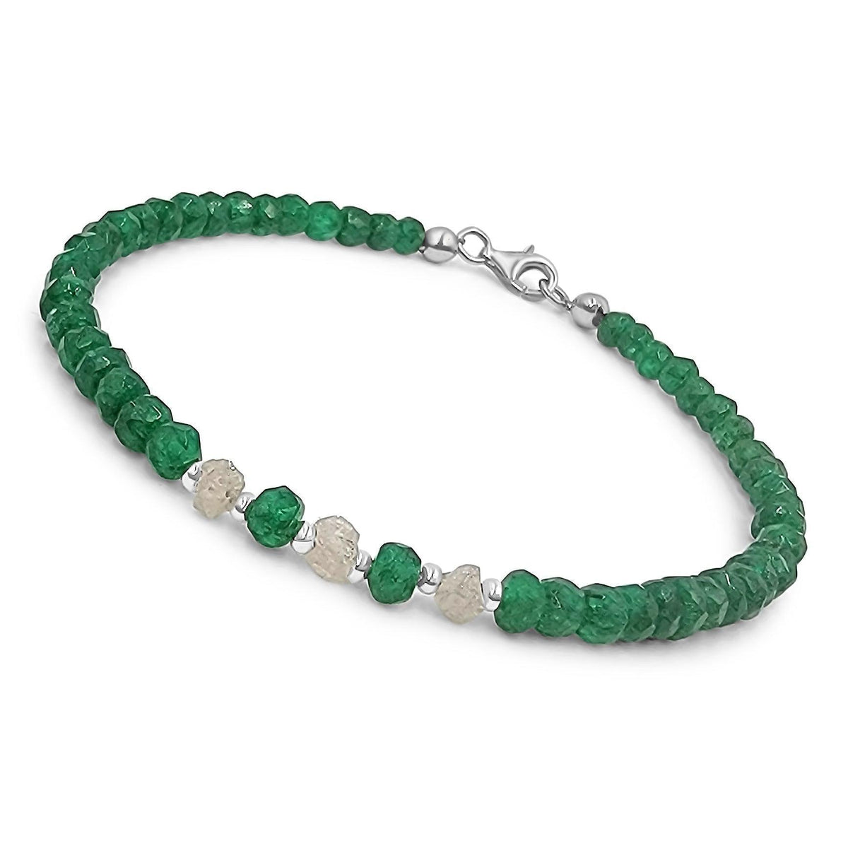Genuine Emerald Raw Diamond Bracelet - Uniquelan Jewelry