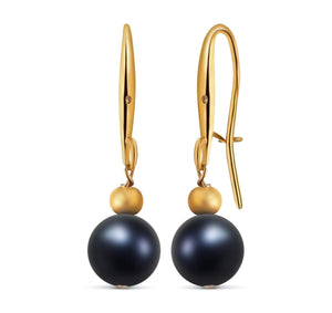 Genuine Freshwater Black pearl drop earrings - Uniquelan Jewelry