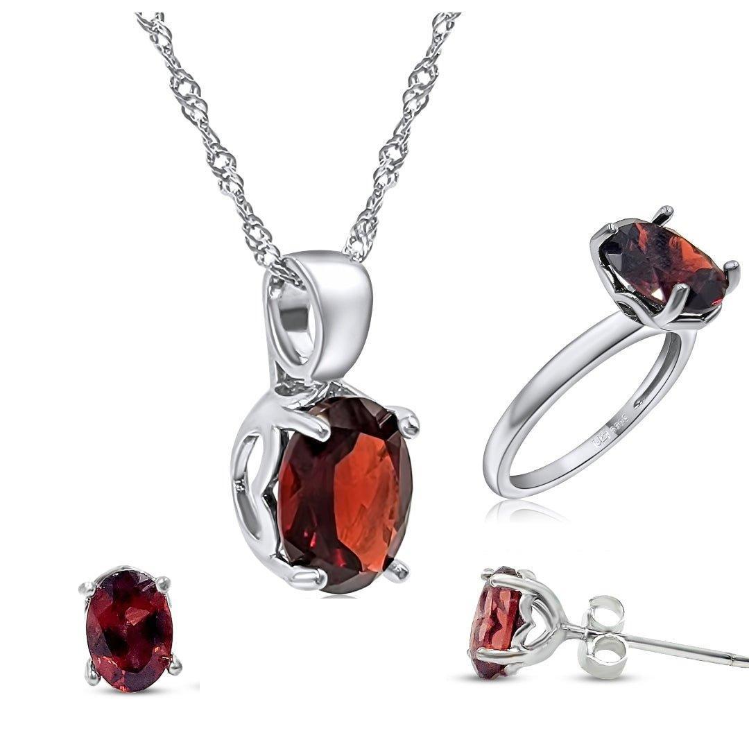 Genuine Garnet Heart Jewelry Set - Uniquelan Jewelry