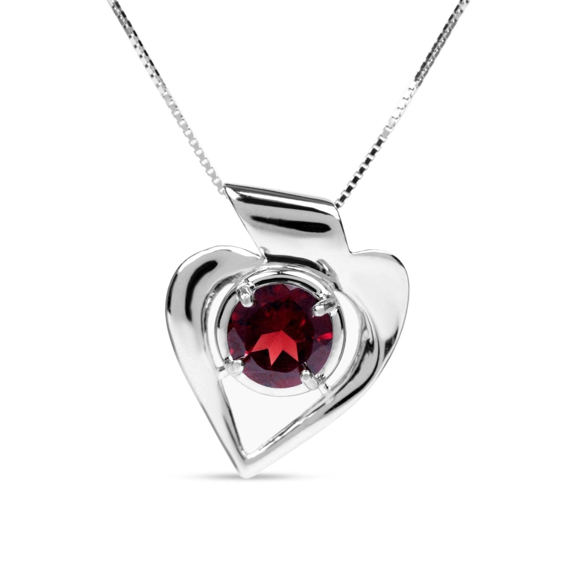 Genuine Garnet Heart Necklace - Uniquelan Jewelry