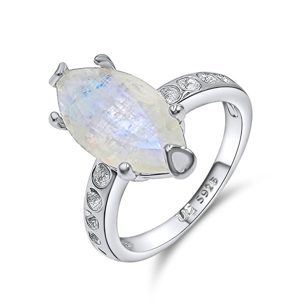 Genuine Moonstone Marquise Ring Uniquelan Jewelry