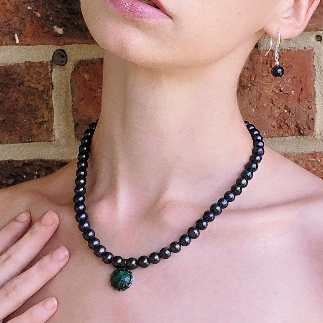Genuine Pearl Emerald Jewelry Set - Uniquelan Jewelry