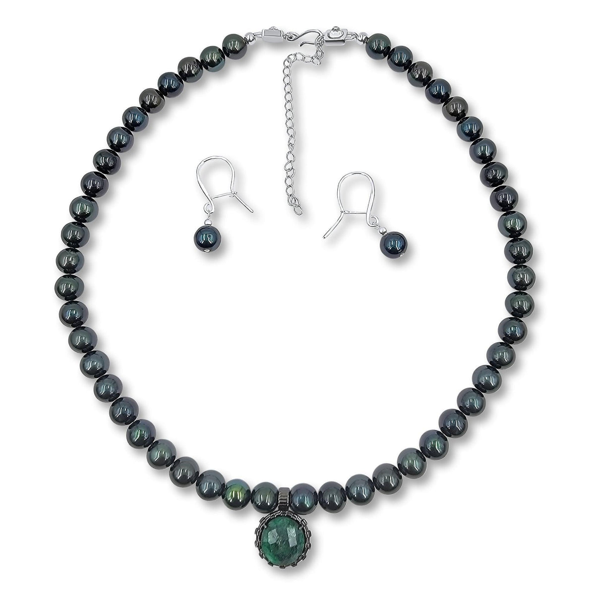 Genuine Pearl Emerald Jewelry Set - Uniquelan Jewelry