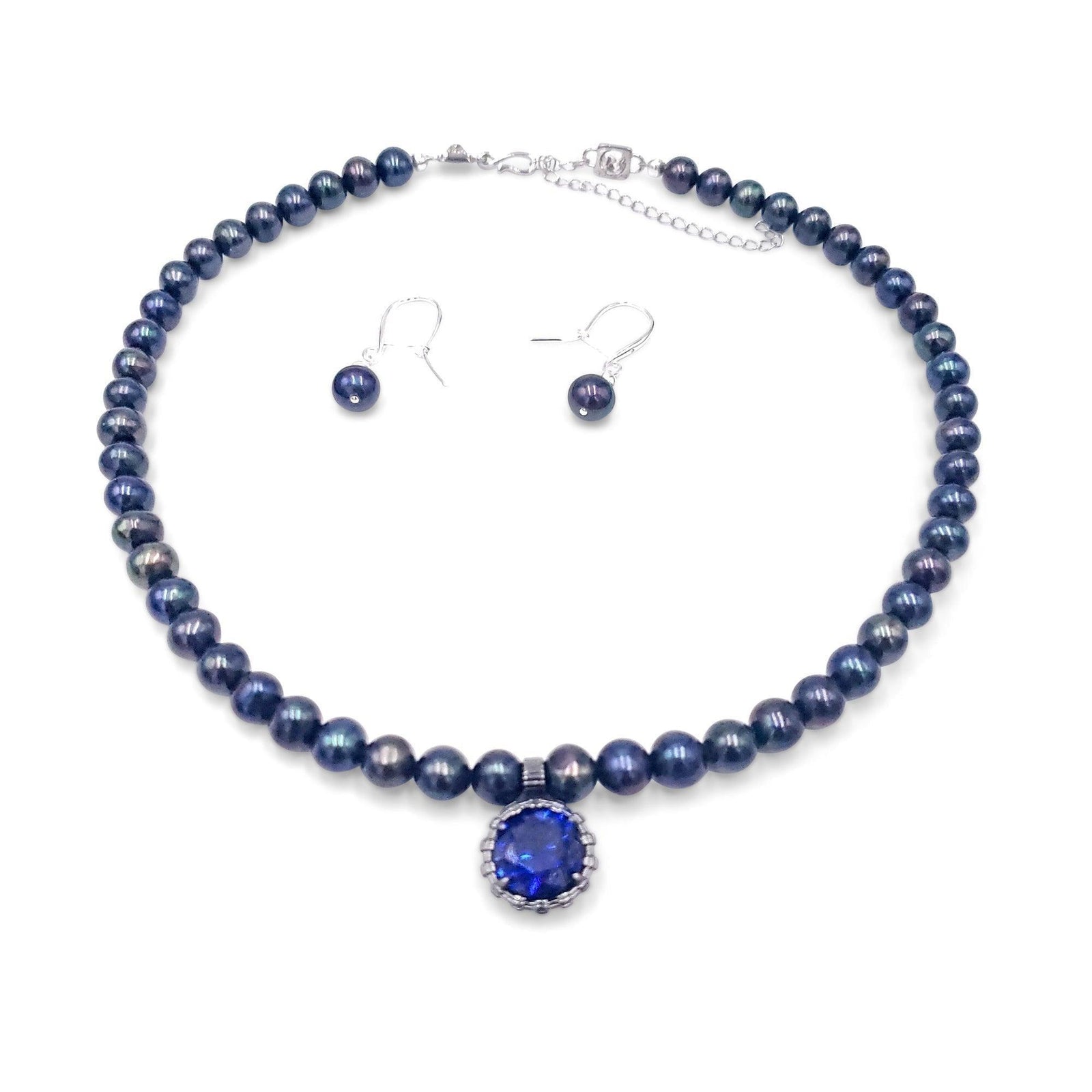 Genuine Pearl Sapphire Jewelry Set - Uniquelan Jewelry