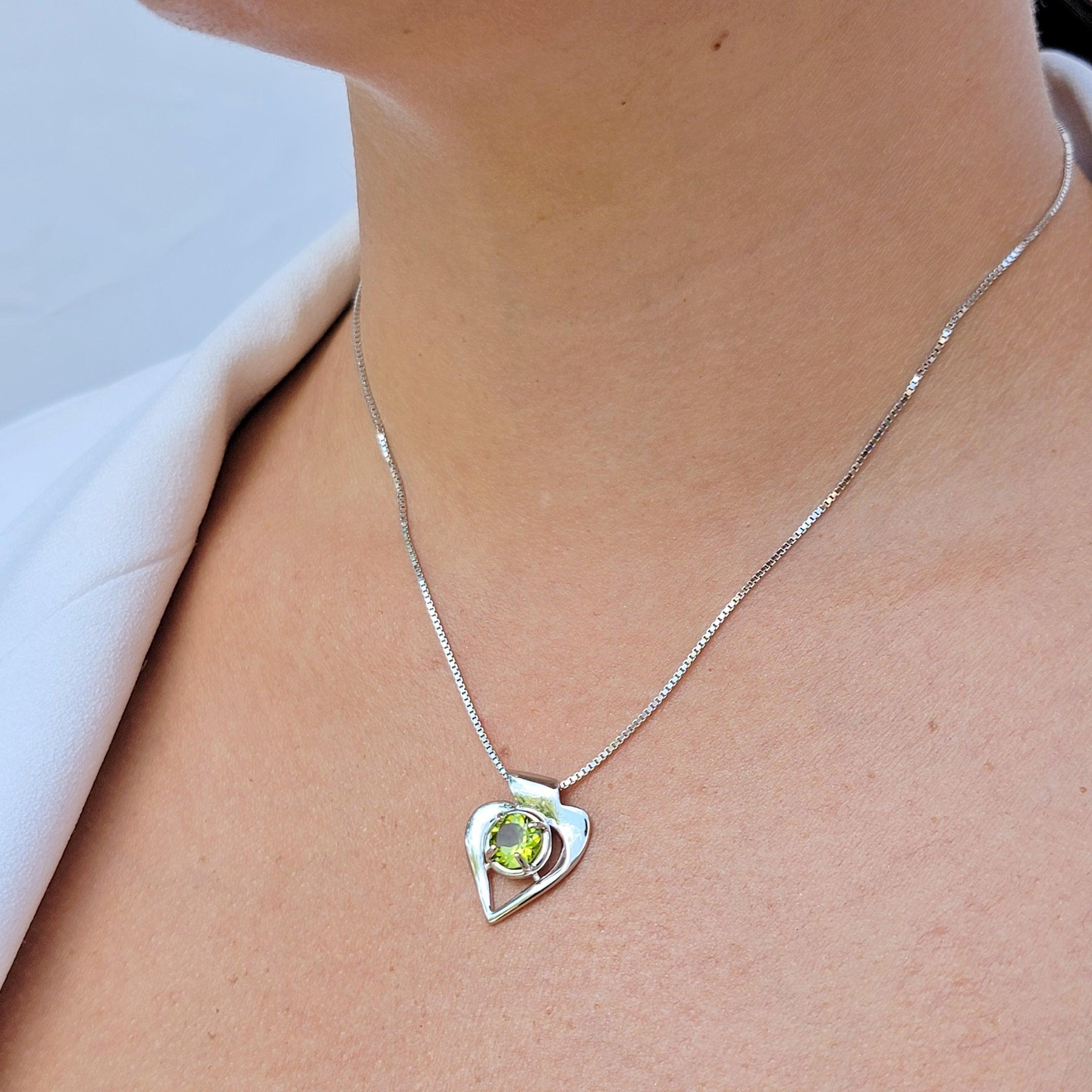 Real Peridot Heart Necklace