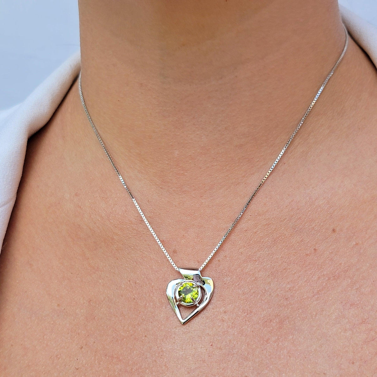 Genuine Peridot Heart Necklace - Uniquelan Jewelry