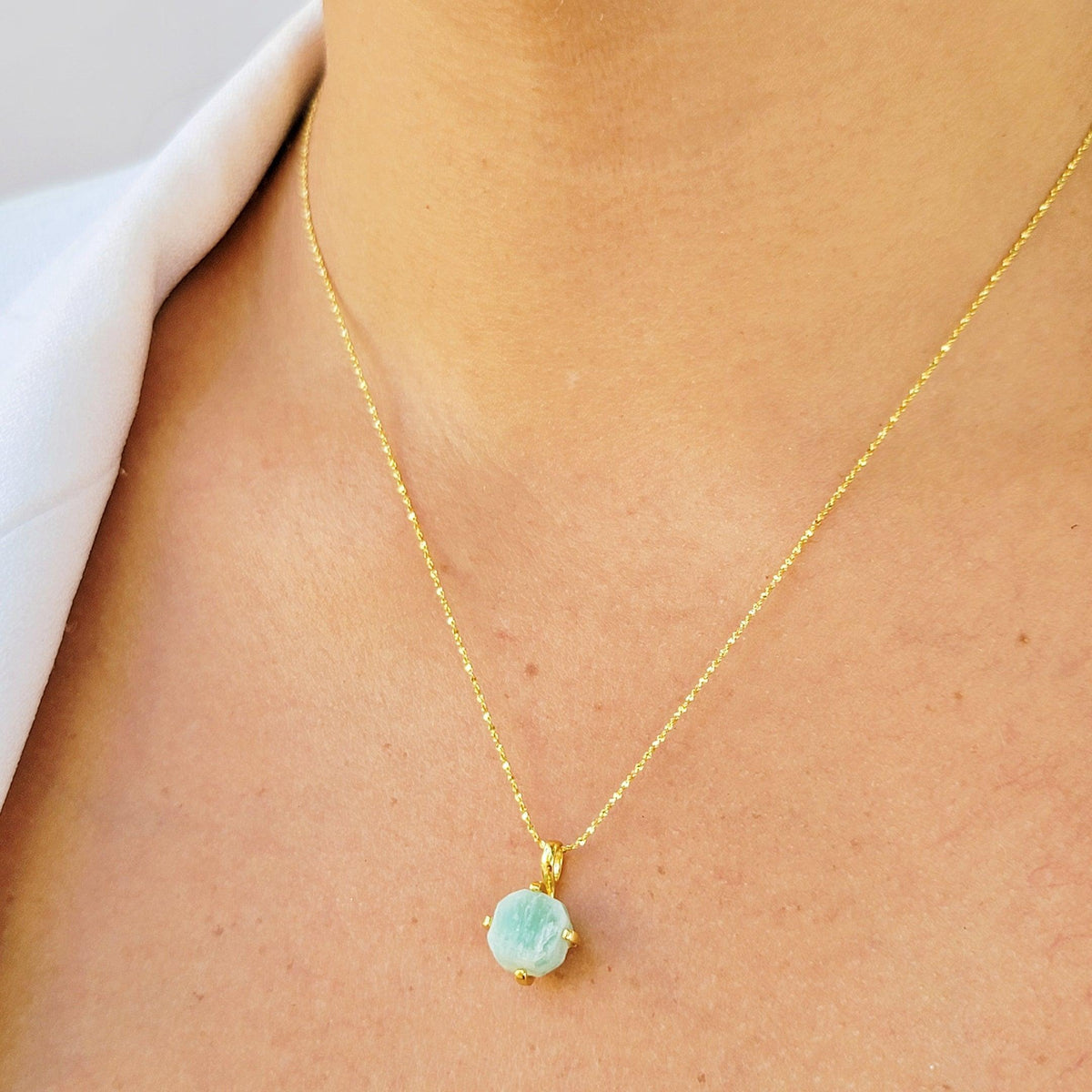 Genuine Raw Amazonite Necklace - Uniquelan Jewelry