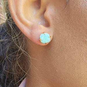 Genuine Raw Amazonite Stud Earrings - Uniquelan Jewelry
