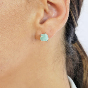 Genuine Raw Amazonite Stud Earrings - Uniquelan Jewelry