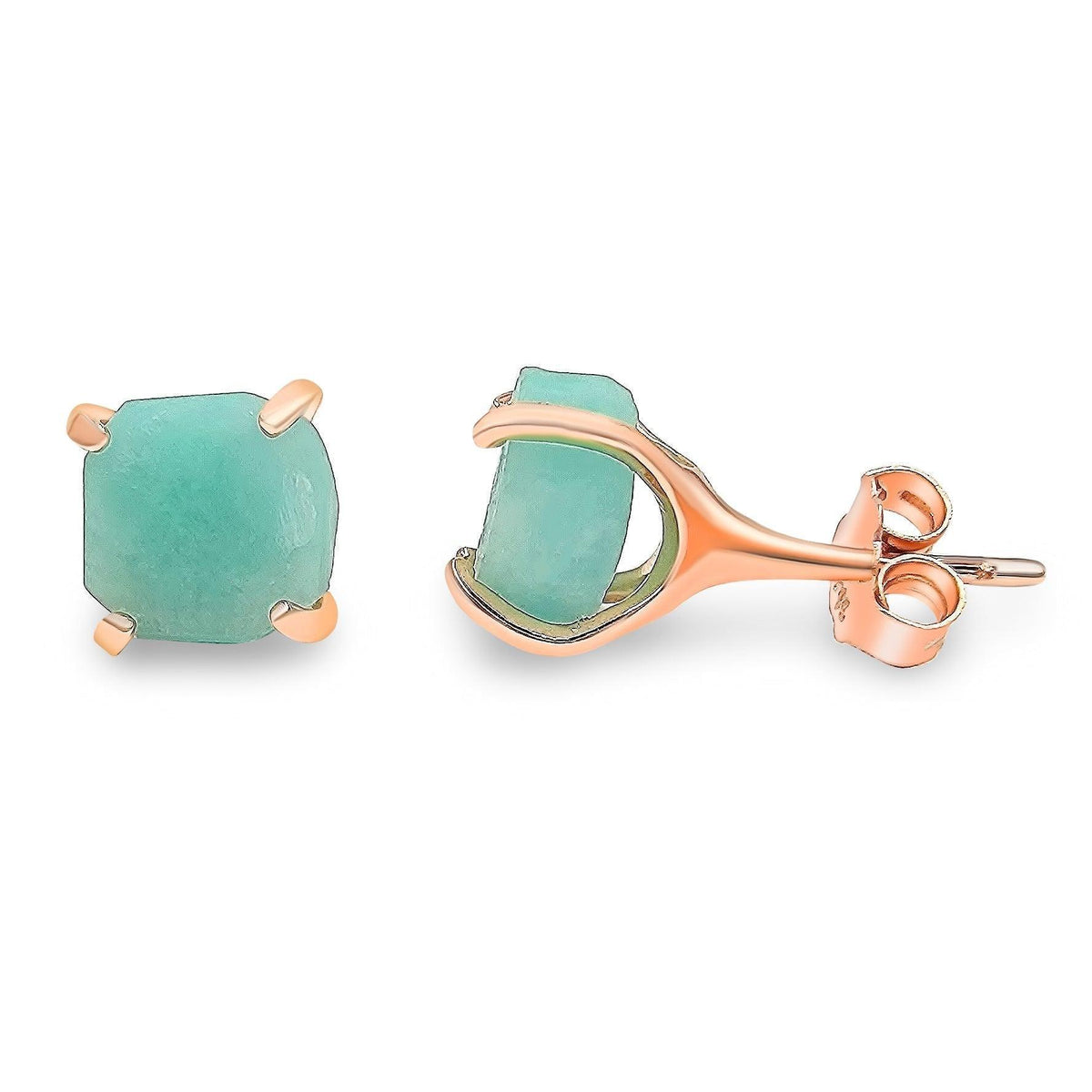 Genuine Raw Amazonite Stud Earrings - Uniquelan Jewelry