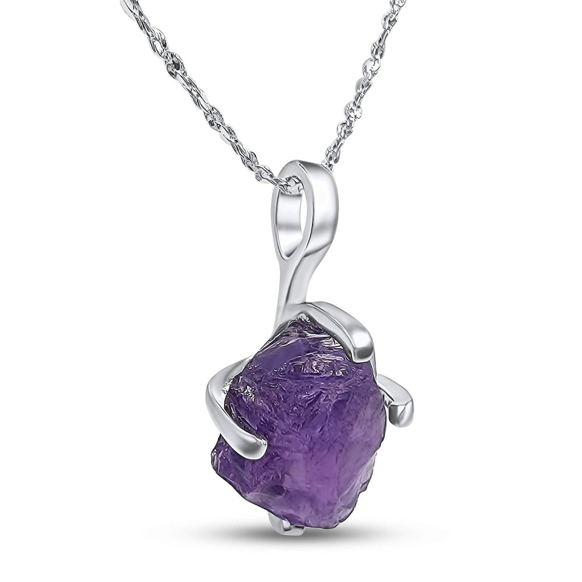 Genuine Raw Amethyst Pendant Necklace - Uniquelan Jewelry