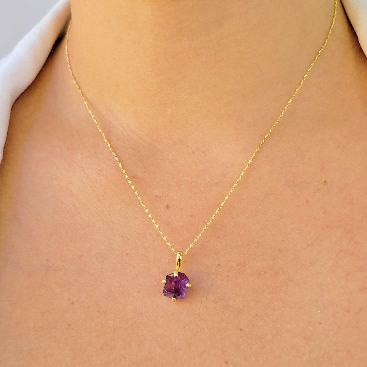 Genuine Raw Amethyst Pendant Necklace - Uniquelan Jewelry