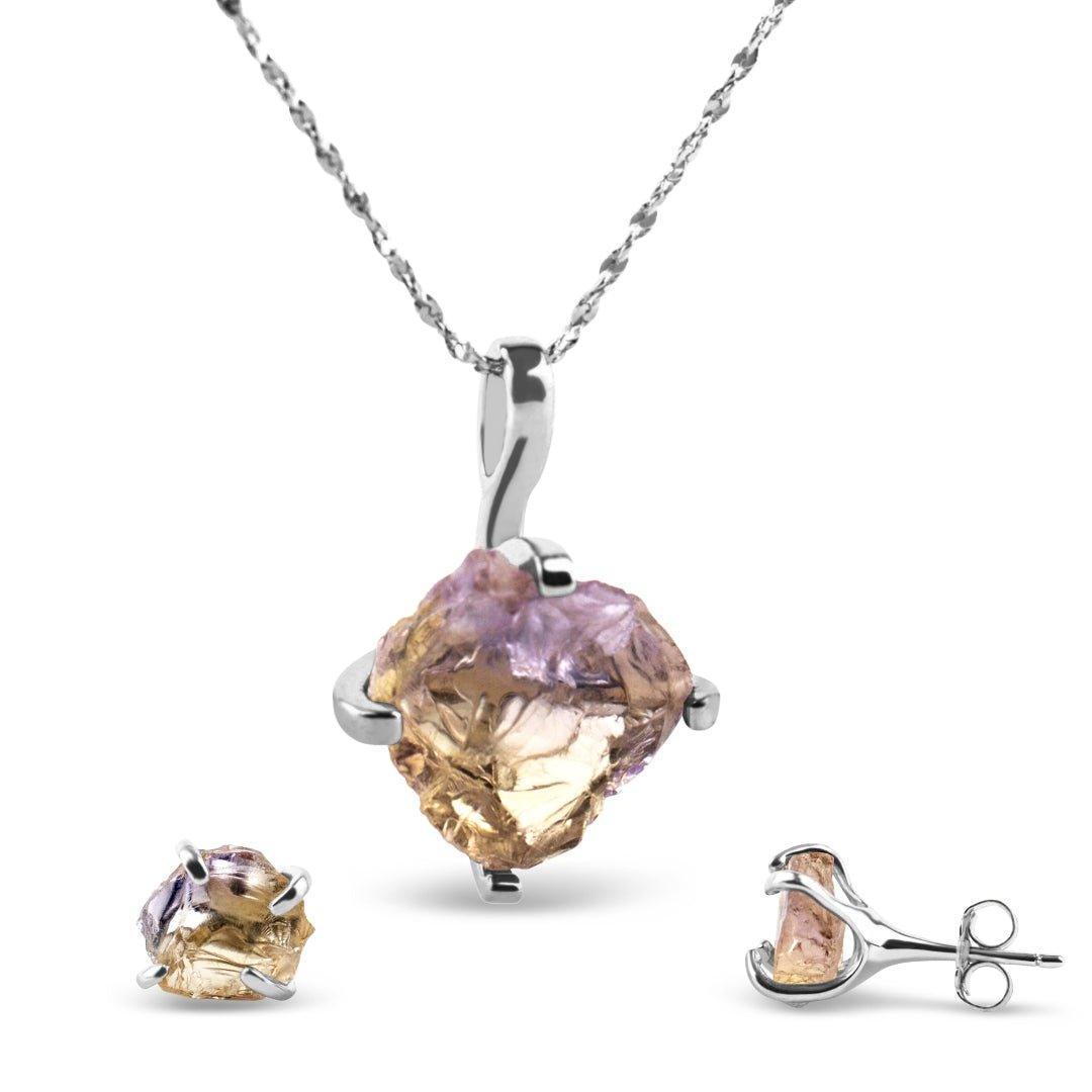 Genuine Raw Ametrine Jewelry Set - Uniquelan Jewelry