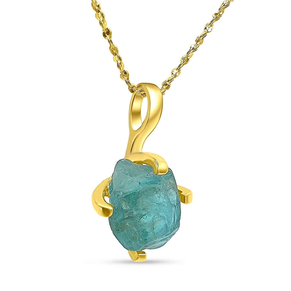Genuine Raw Apatite Necklace - Uniquelan Jewelry