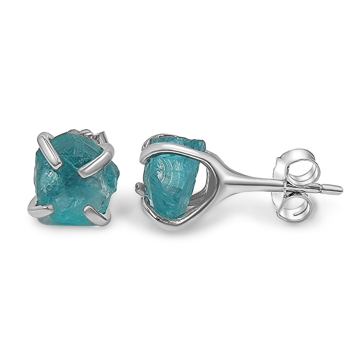 Genuine Raw Apatite Stud Earrings - Uniquelan Jewelry