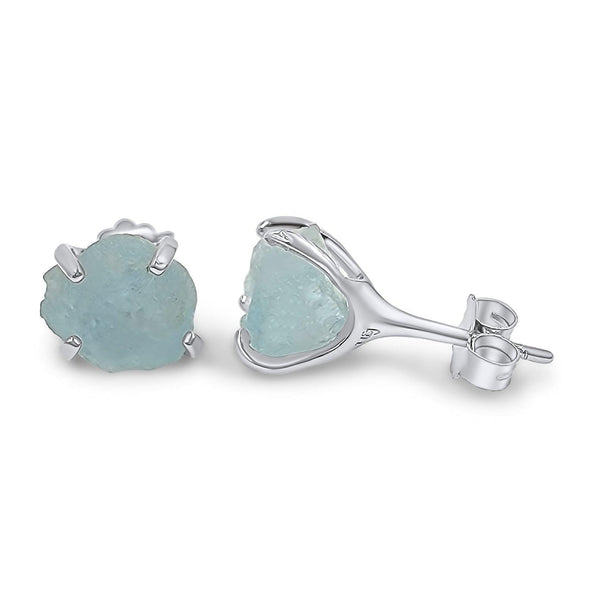 genuine raw aquamarine stud earrings uniquelan jewelry