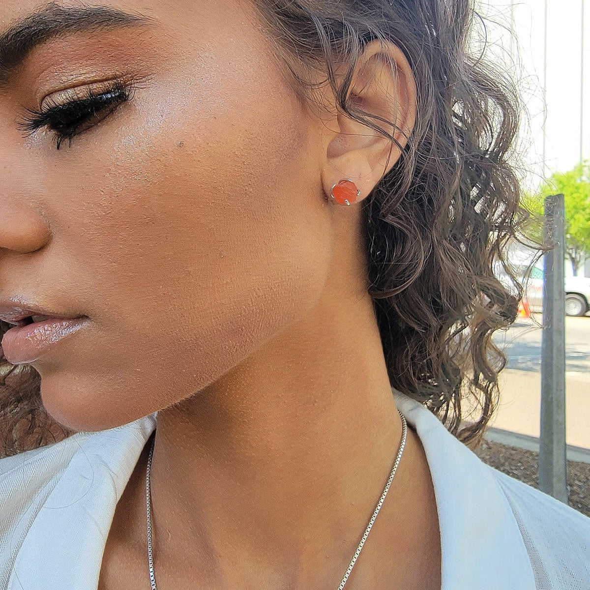 Genuine Raw Carnelian Earrings - Uniquelan Jewelry