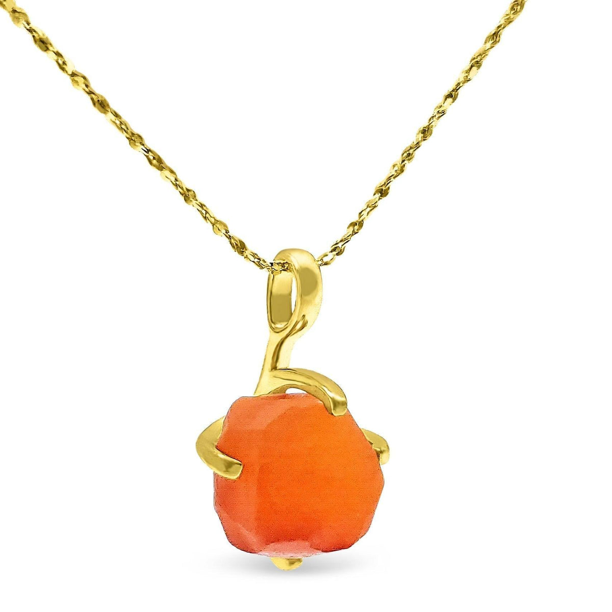Raw Carnelian Pendant Necklace - Uniquelan Jewelry