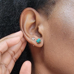 Genuine Raw Chrysocolla Stud Earrings - Uniquelan Jewelry