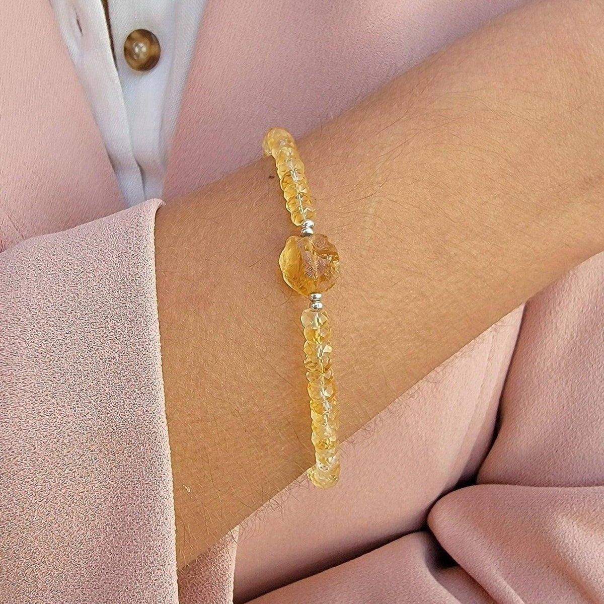Genuine Raw Citrine Bracelet - Uniquelan Jewelry