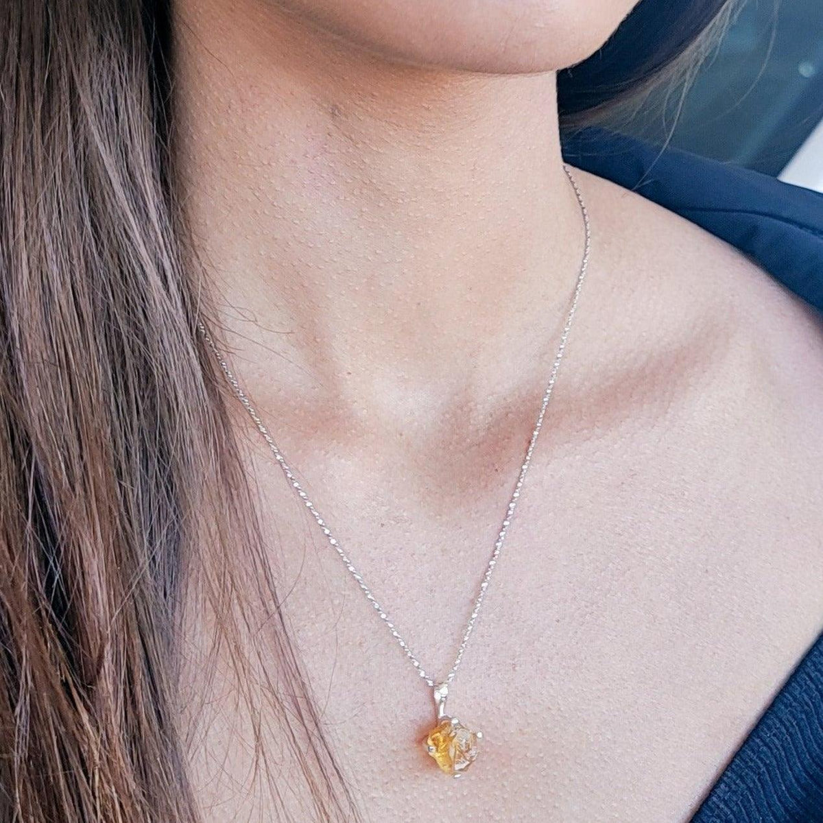 Genuine Raw Citrine Necklace - Uniquelan Jewelry