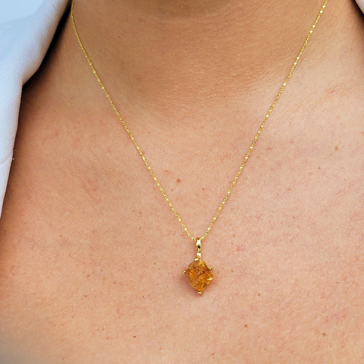 Genuine Raw Citrine Necklace - Uniquelan Jewelry