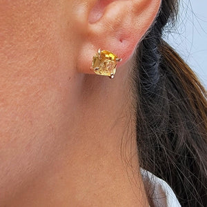 Genuine Raw Citrine Stud Earrings - Uniquelan Jewelry