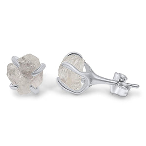 Raw Clear Quartz Stud Earrings - Uniquelan Jewelry