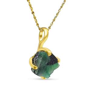 Genuine Raw Emerald Necklace - Uniquelan Jewelry