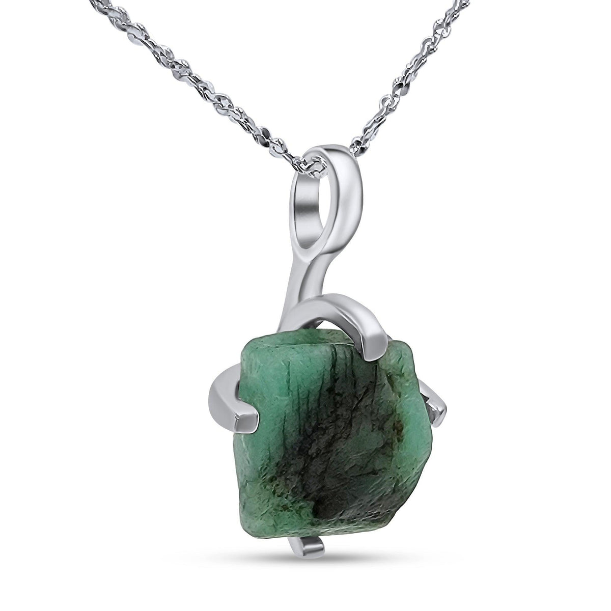 Genuine Raw Emerald Necklace - Uniquelan Jewelry