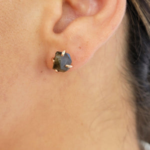 Genuine Raw Labradorite Stud Earrings - Uniquelan Jewelry