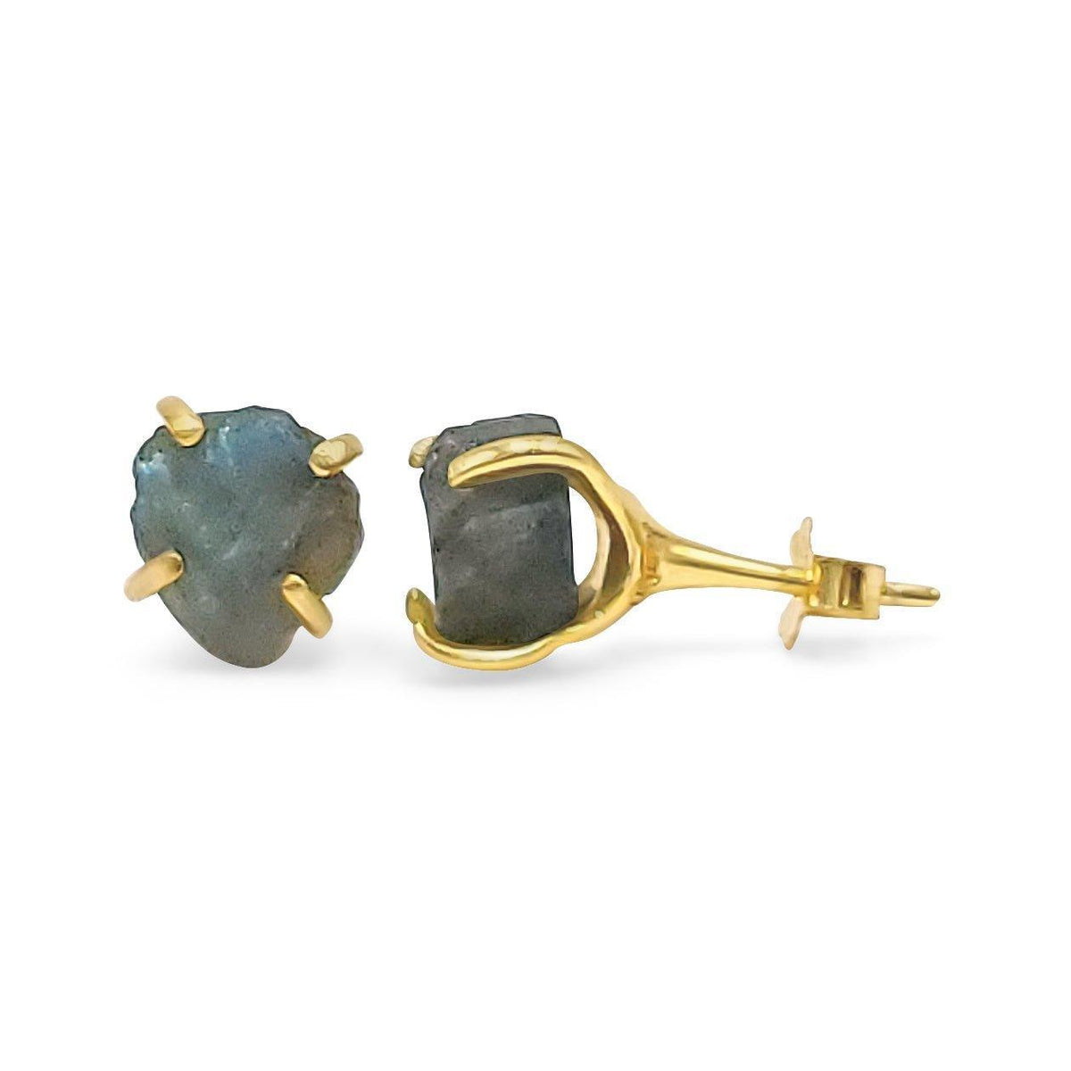 Genuine Raw Labradorite Stud Earrings - Uniquelan Jewelry