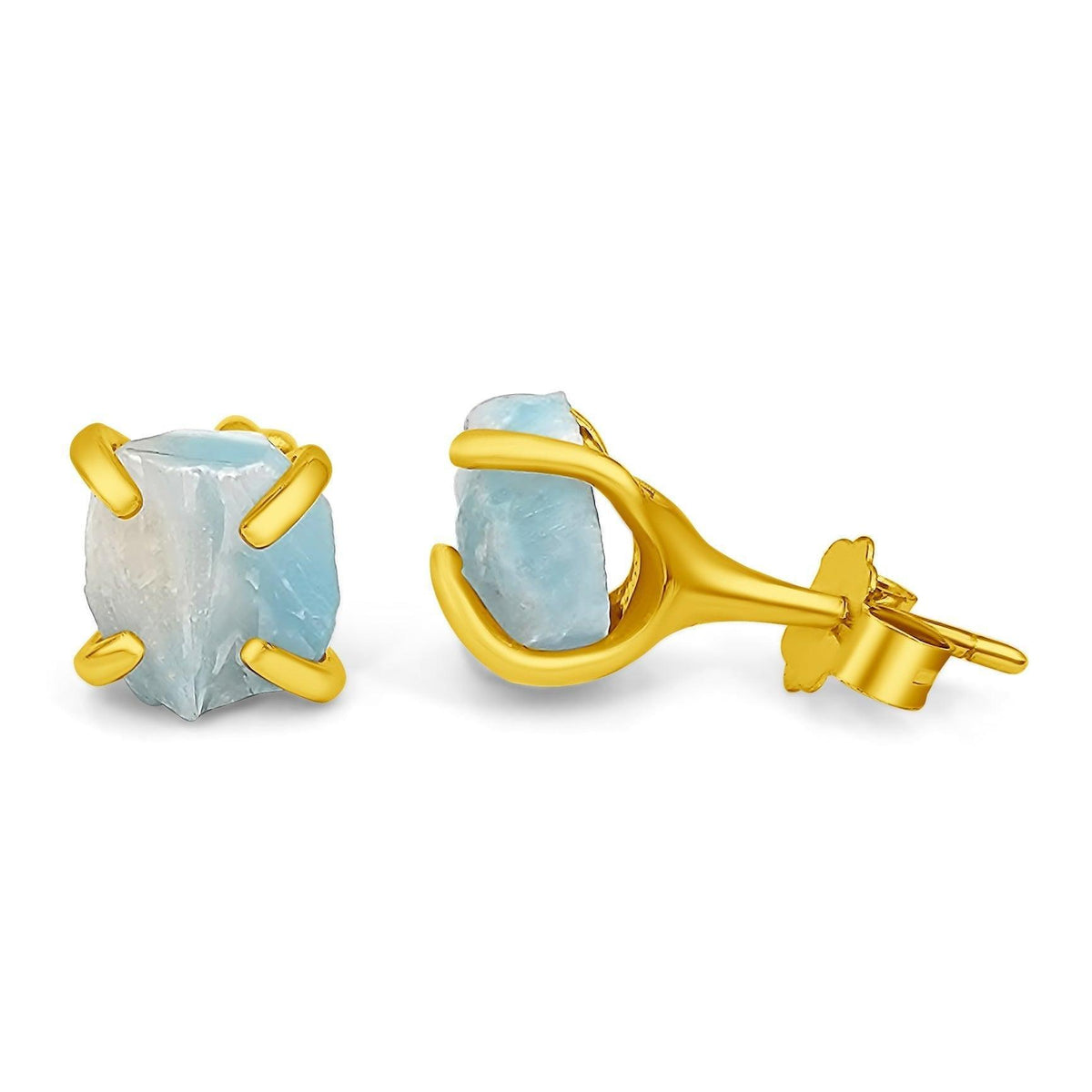 Genuine Raw Larimar Stud Earrings - Uniquelan Jewelry