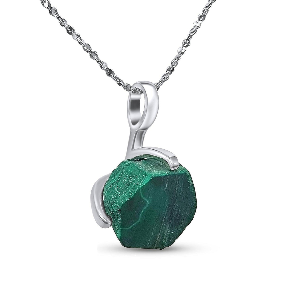 Genuine Raw Malachite Necklace - Uniquelan Jewelry