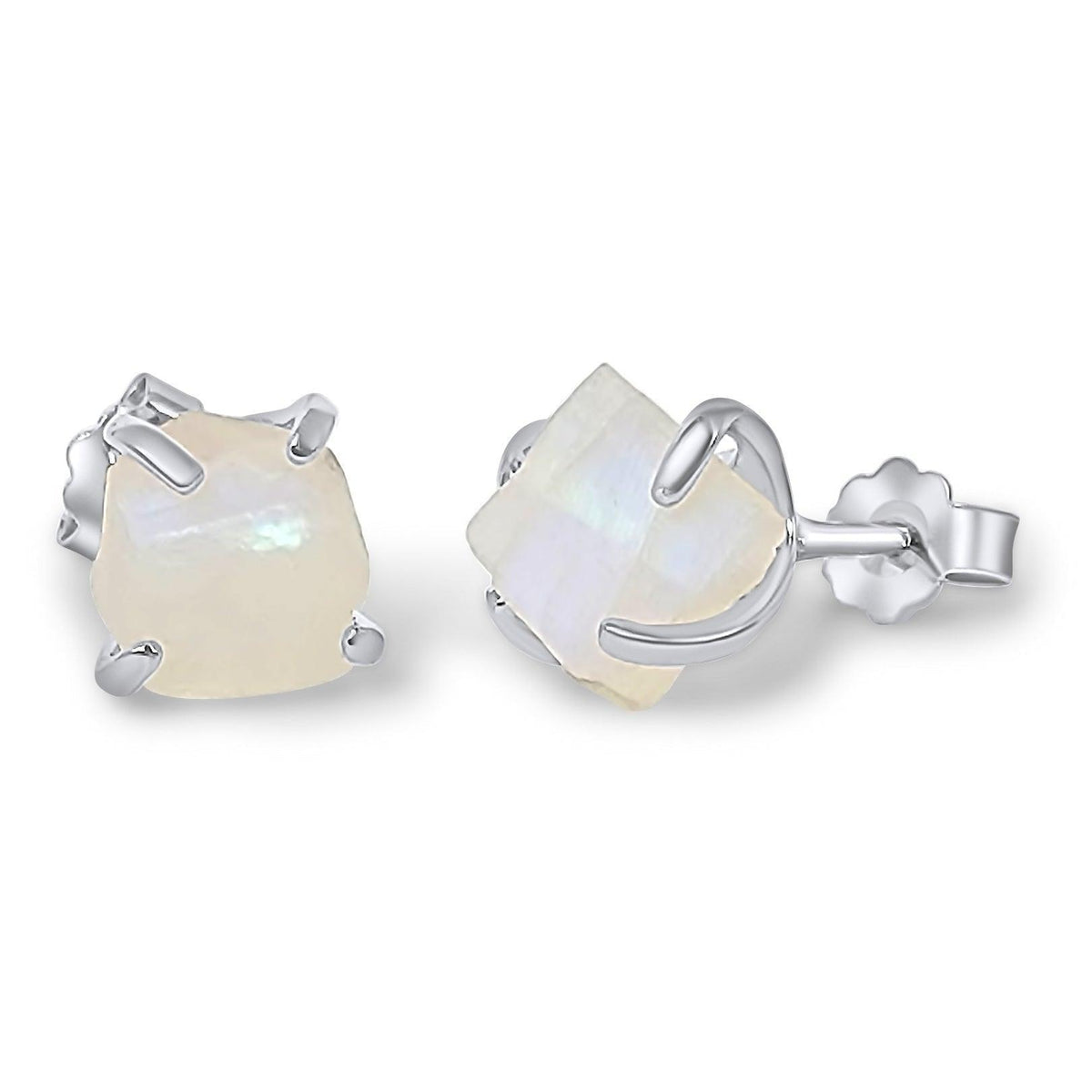 Genuine Raw Moonstone Stud Earrings - Uniquelan Jewelry