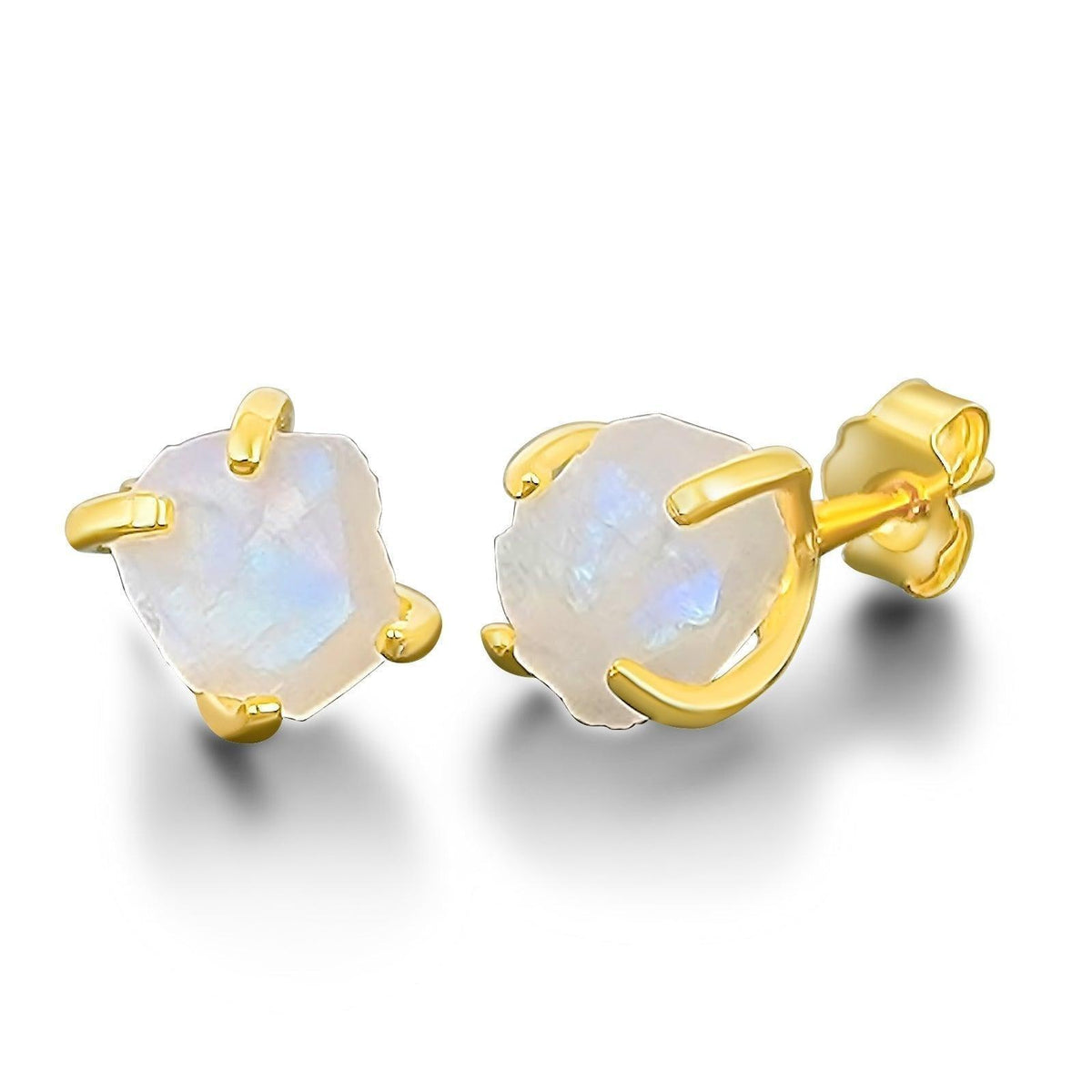Genuine Raw Moonstone Stud Earrings - Uniquelan Jewelry