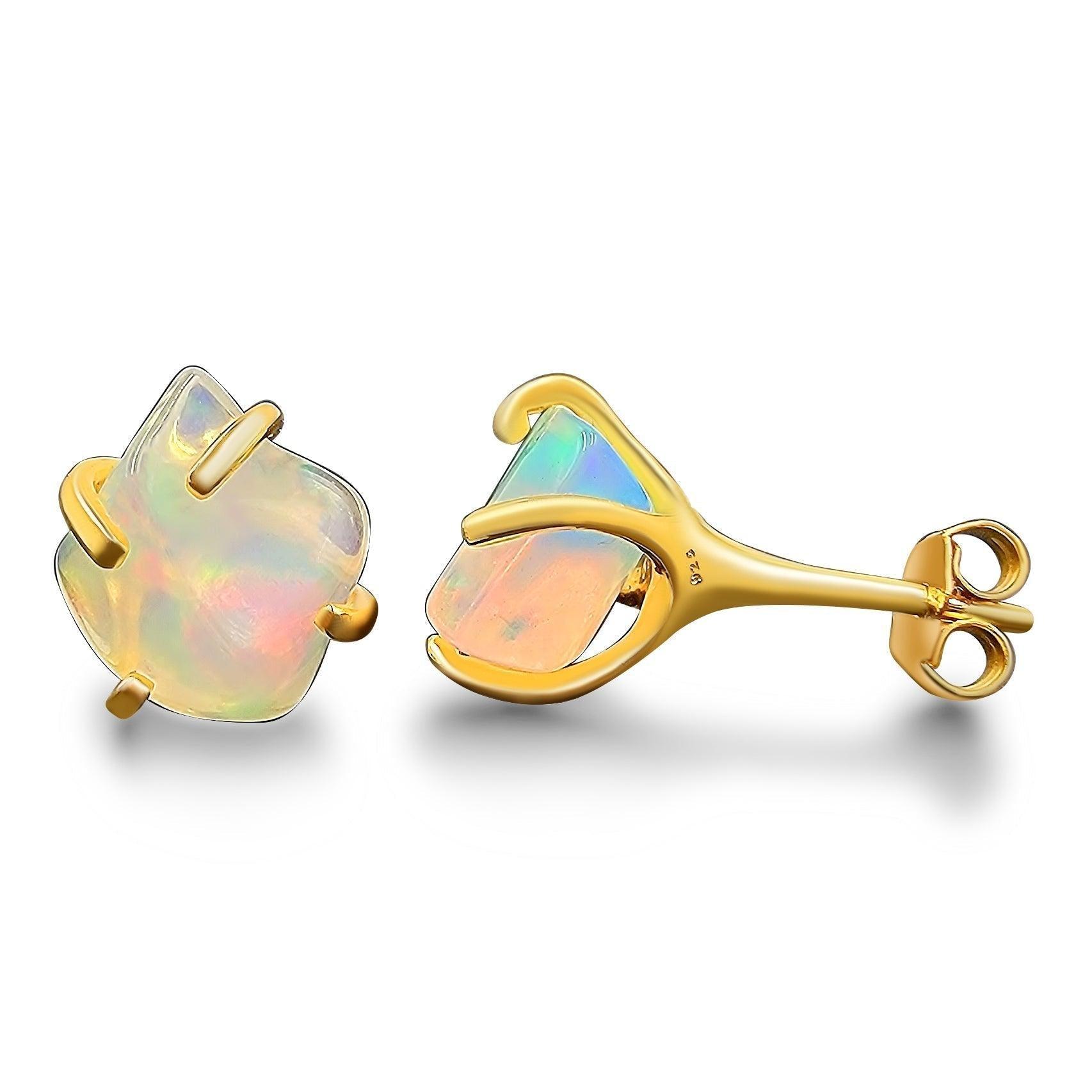 Raw opal stud earrings hotsell