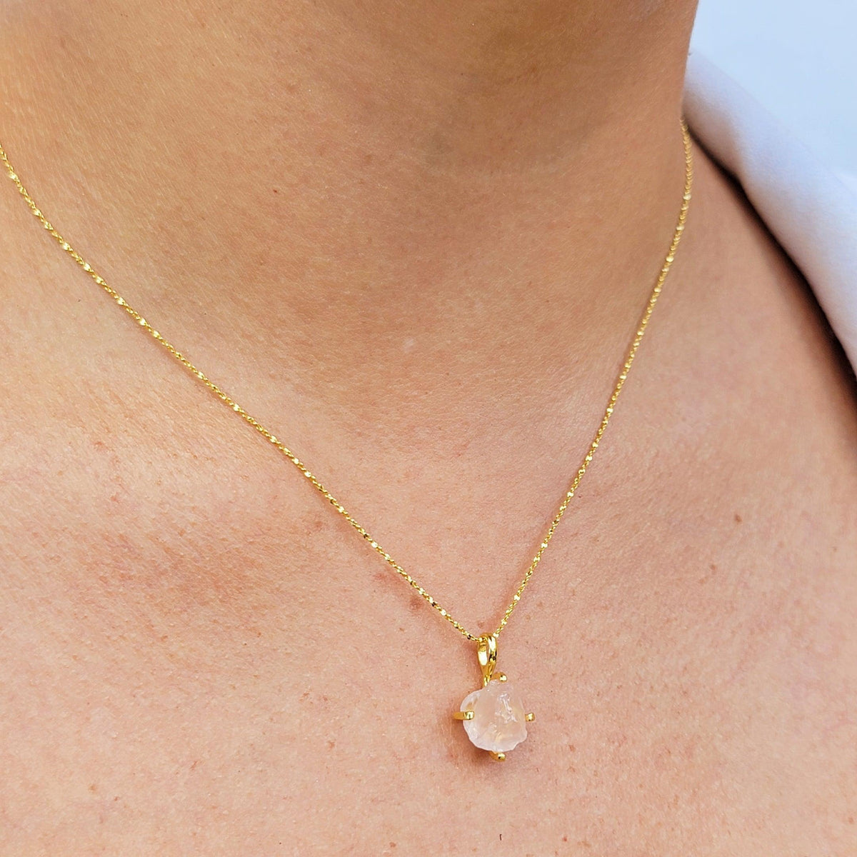 Genuine Raw Rose Quartz Necklace - Uniquelan Jewelry