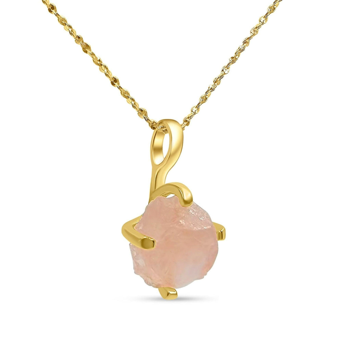 Genuine Raw Rose Quartz Necklace - Uniquelan Jewelry