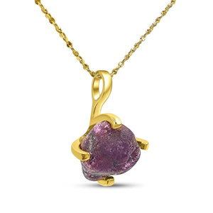 Genuine Raw Ruby Pendant Necklace - Uniquelan Jewelry