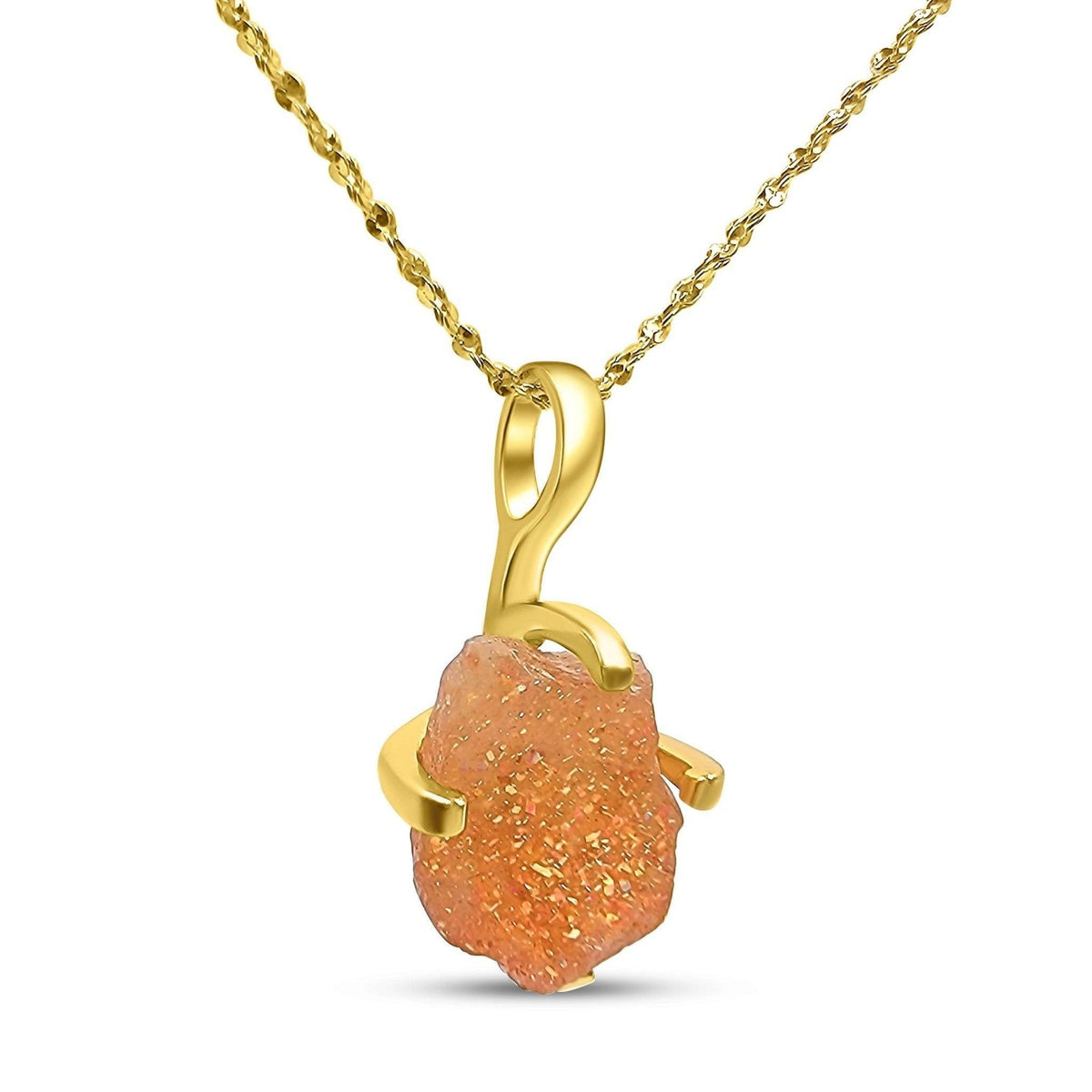 Genuine Raw Sunstone Necklace - Uniquelan Jewelry