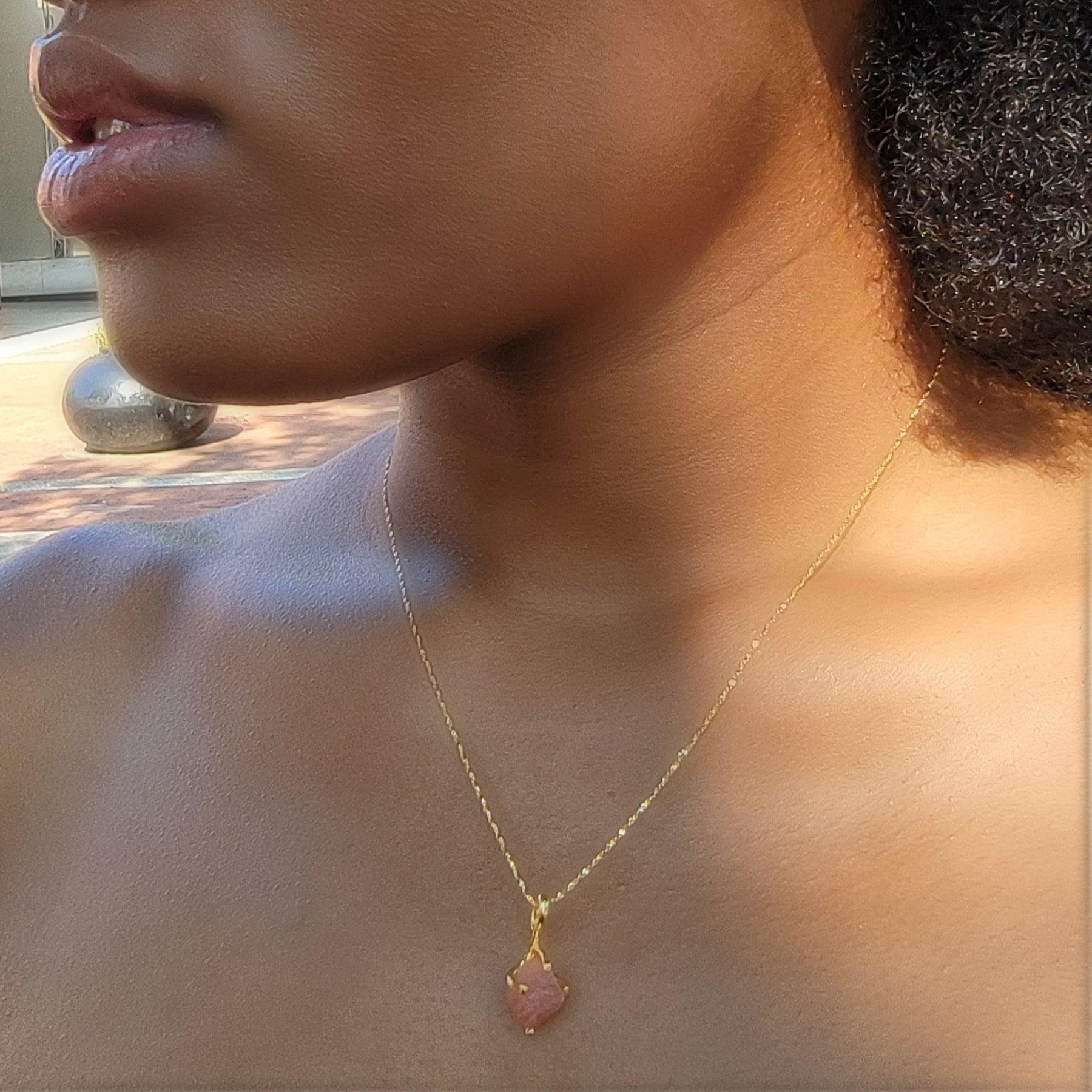 Genuine Raw Sunstone Necklace - Uniquelan Jewelry