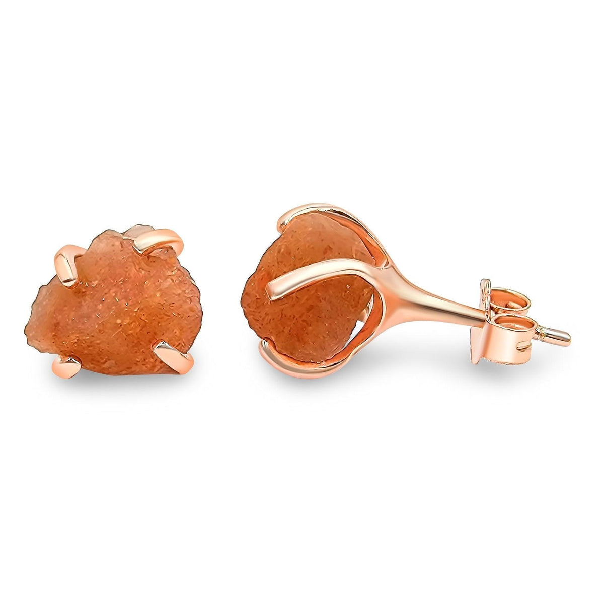 Genuine Raw Sunstone Stud Earrings - Uniquelan Jewelry