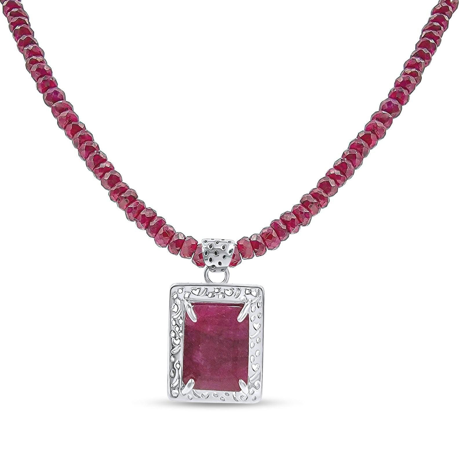 Solid Gold Natural Octagon Ruby Necklace | Handmade Jewelry