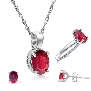 Genuine Ruby Heart Jewelry Set - Uniquelan Jewelry