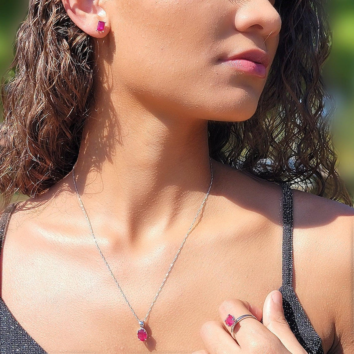 Genuine Ruby Heart Jewelry Set - Uniquelan Jewelry