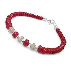 Genuine Ruby Raw Diamond Bracelet - Uniquelan Jewelry