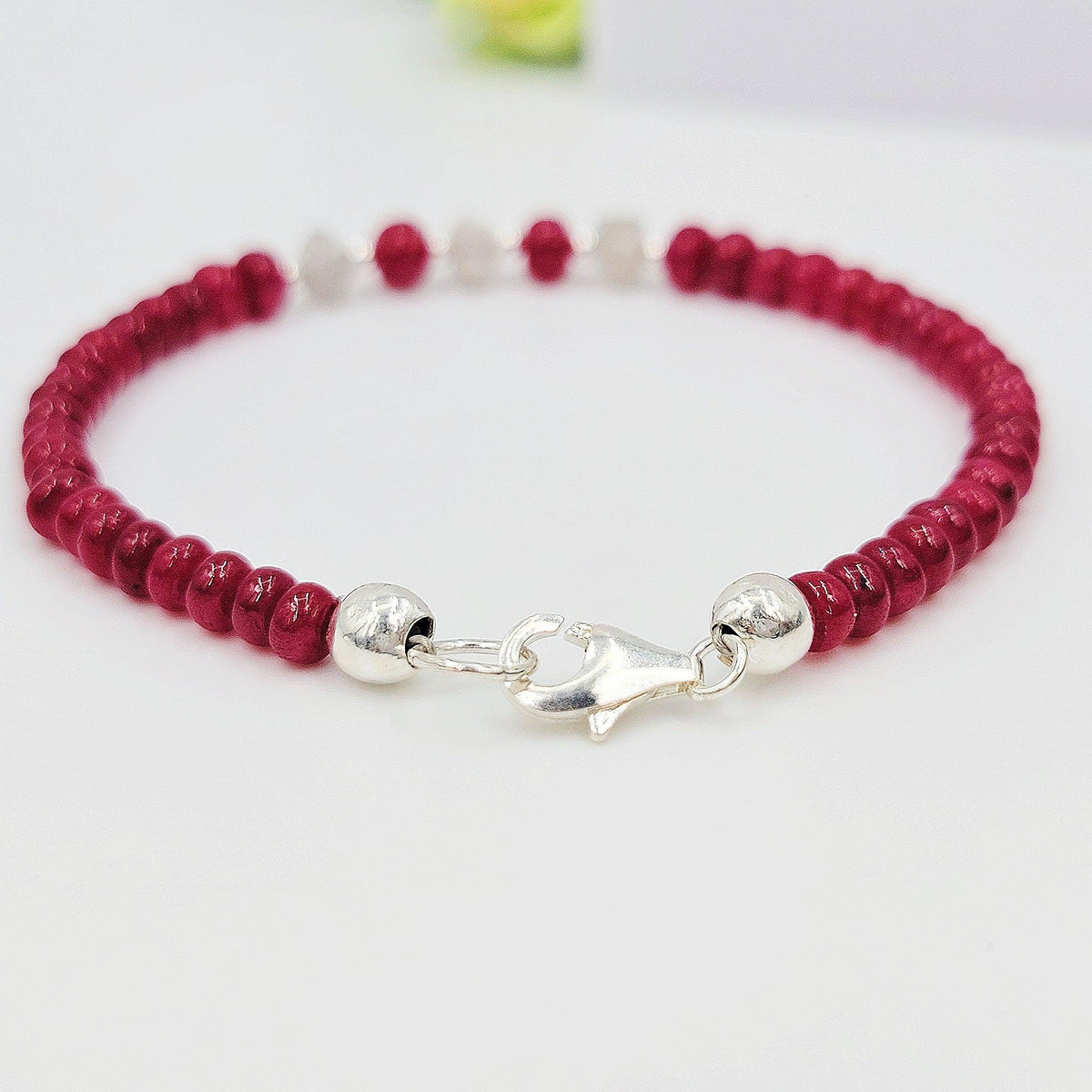 Genuine Ruby Raw Diamond Bracelet - Uniquelan Jewelry