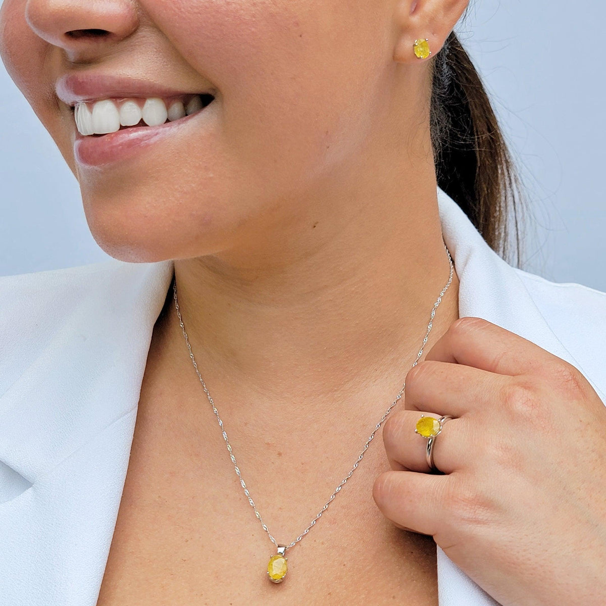 Genuine Sapphire Heart Jewelry Set - Uniquelan Jewelry